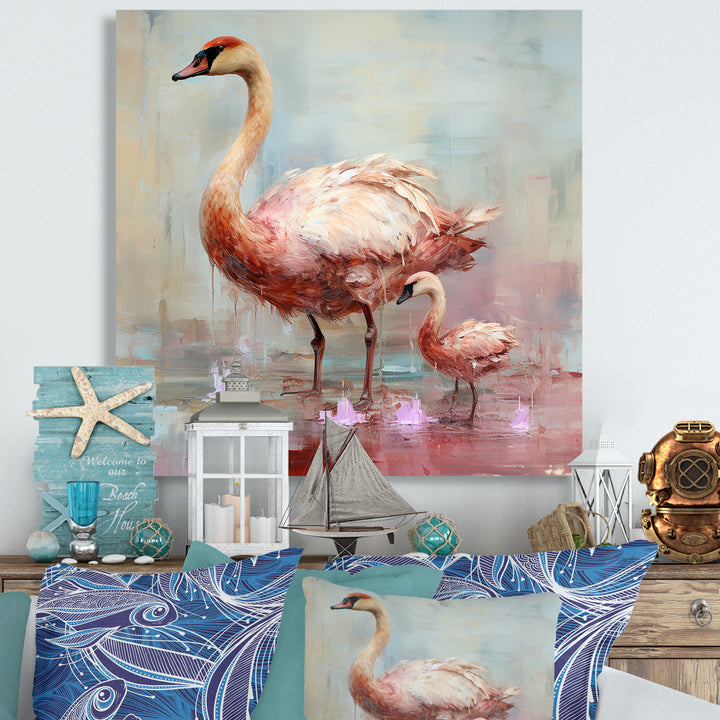 Pink blooming Swan beauty - Swans Bedroom Wall Art