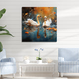 White swans at the pond - Swans Canvas Wall Art
