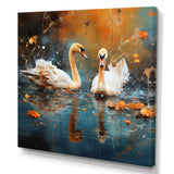 White swans at the pond - Swans Canvas Wall Art