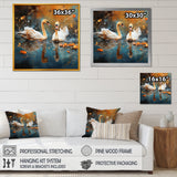 White swans at the pond - Swans Canvas Wall Art