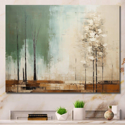 Green beige wild essence collage II - Abstract Canvas Wall Art