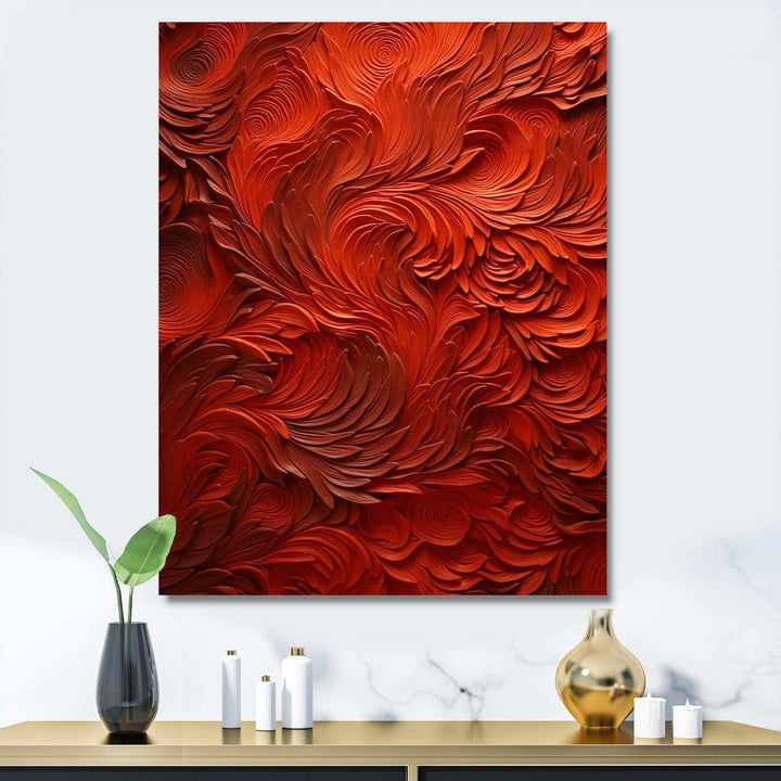 Volcanic Red Fusion vector 2 - Abstract Canvas Wall Art