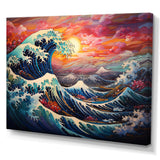 Japanese sunset waves of Kanagawa 5 - People Canvas Wall Art