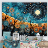 Tribal boho mosaic moon - Geometric Canvas Wall Art