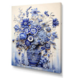 Blue and white Boho plant Pottery  II - Geometric Canvas Wall Art