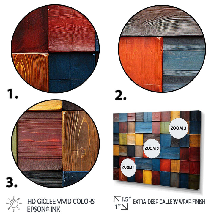 Colorful earth colors tiles V - Geometric Canvas Wall Art