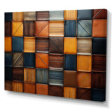 Geometric harmony abstract brown tiles II - Geometric Canvas Wall Art