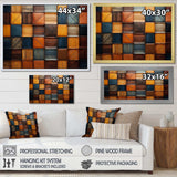 Geometric harmony abstract brown tiles II - Geometric Canvas Wall Art