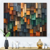 Green and yellow Mosaic Cubes Rain - Abstract Canvas Wall Art