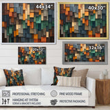 Green and yellow Mosaic Cubes Rain - Abstract Canvas Wall Art