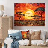 Savannah Sunset in African Safari Hues 2 - Geometric Canvas Wall Art