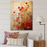 God and Red Floral Japanese Tiles I - Abstract Canvas Wall Art