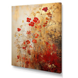 God and Red Floral Japanese Tiles I - Abstract Canvas Wall Art