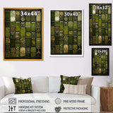 Green stones Tiles I - Abstract Canvas Wall Art