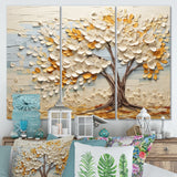 Minimalism American Basswood Tree IV - Canvas Multipanels Set of 3