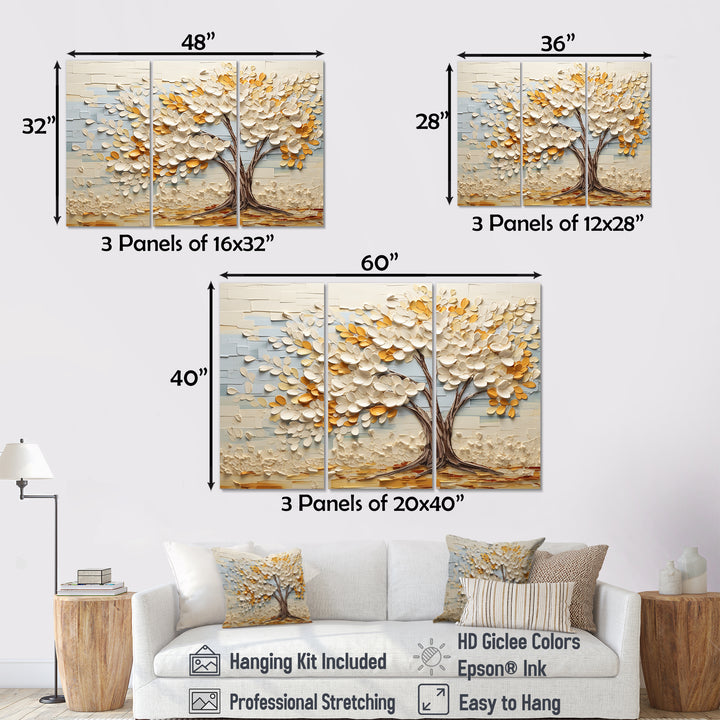 Minimalism American Basswood Tree IV - Canvas Multipanels Set of 3