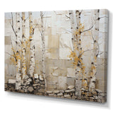 Beige and yellow birch wood forest II - Floral Canvas Wall Art