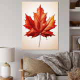 Minimalism orange Autumn maple leaf 2 - Floral Canvas Wall Art