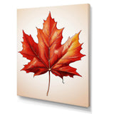 Minimalism orange Autumn maple leaf 2 - Floral Canvas Wall Art