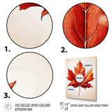 Minimalism orange Autumn maple leaf 2 - Floral Canvas Wall Art