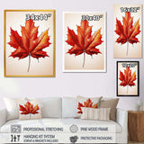 Minimalism orange Autumn maple leaf 2 - Floral Canvas Wall Art