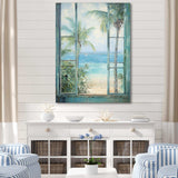 Tropical beach Windows horizon I - Coastal Canvas Wall Art