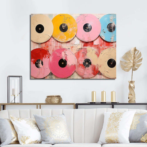 Pink Vinyl Records display I - Fashion Canvas Wall Art