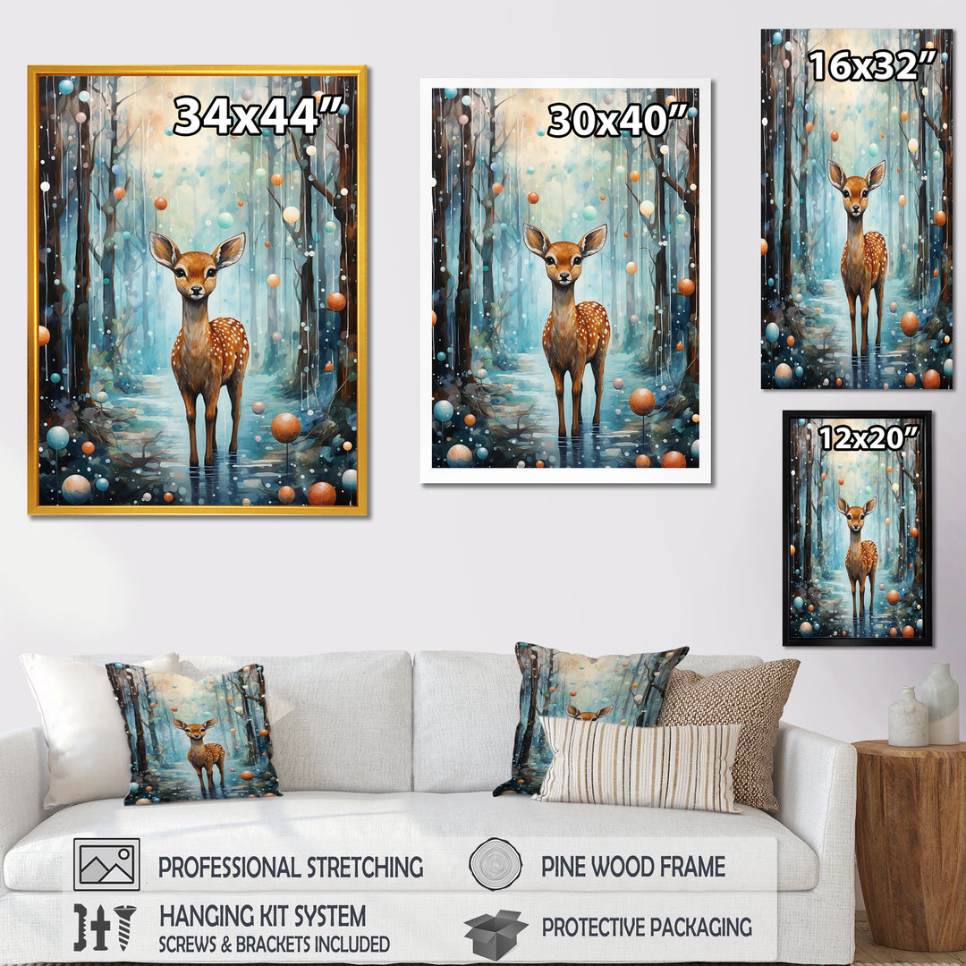 Forest winter children deer - Deer Home Decor Art