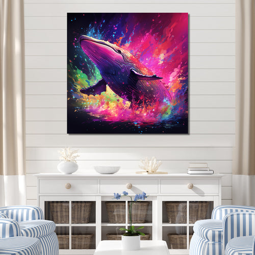 Abstract Whale colorful Song - Whale Living Room Wall Art