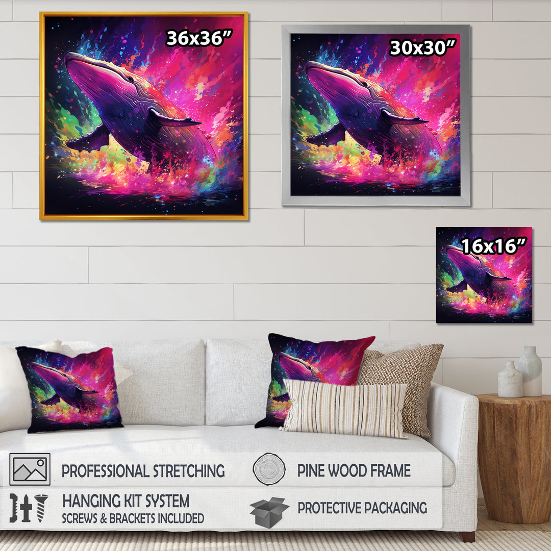 Abstract Whale colorful Song - Whale Living Room Wall Art