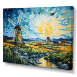 Blue Calm windmill meadows - Architecture Canvas Wall Art