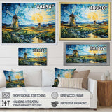 Blue Calm windmill meadows - Architecture Canvas Wall Art