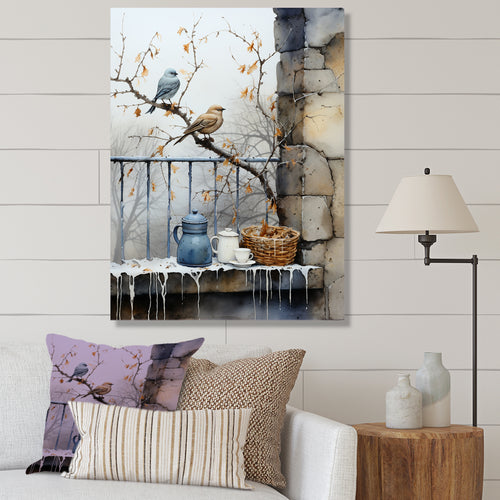 Snowy birds window views - Bird Wall Decor
