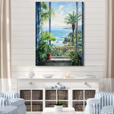 Tropical windows to the beach II - Coastal Canvas Wall Art