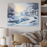 Winter River window view II - Landscapes Canvas Wall Art