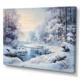 Winter River window view II - Landscapes Canvas Wall Art