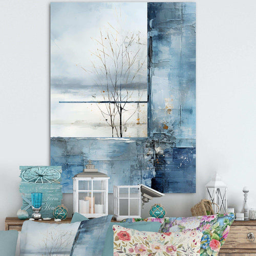 White and blue Winter forest collage IV - Landscapes Canvas Wall Art