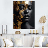 Black and gold Gilded woman Photo III - Fashion Canvas Wall Art