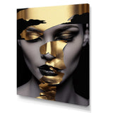 Black and golden woman Photo I - Fashion Canvas Wall Art