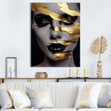 Black and golden woman Photo II - Fashion Canvas Wall Art