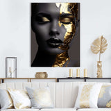 Black and golden woman Photo III - Fashion Canvas Wall Art