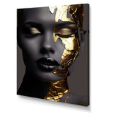 Black and golden woman Photo III - Fashion Canvas Wall Art