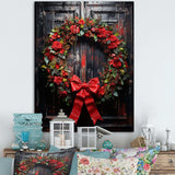 Christmas Holiday Festivity Wreath - Floral Canvas Wall Art