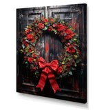 Christmas Holiday Festivity Wreath - Floral Canvas Wall Art