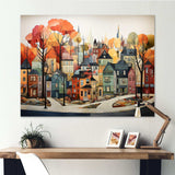 Autumn vintage orange village - Cityscapes Canvas Wall Art