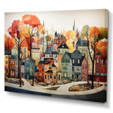 Autumn vintage orange village - Cityscapes Canvas Wall Art