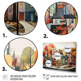 Autumn vintage orange village - Cityscapes Canvas Wall Art