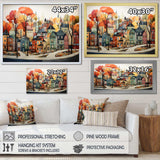 Autumn vintage orange village - Cityscapes Canvas Wall Art