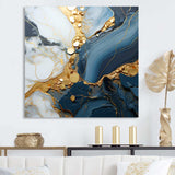 Gold and blue geode art  V - Abstract Canvas Wall Art