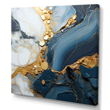 Gold and blue geode art  V - Abstract Canvas Wall Art